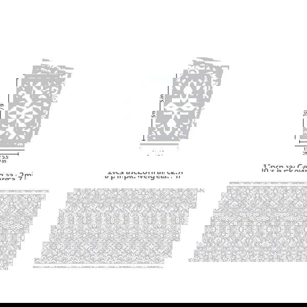 WALPLUS WT1556 - Andalu Light Grey Cement Spanish Wall Tile Sticker Set - 15 cm x 15 cm - 24 pcs