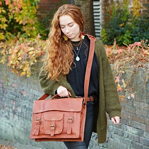Paper High Brown Leather Satchel