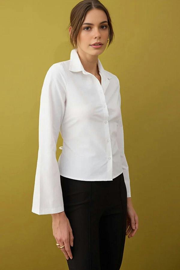 WOVCOR Waist-Sit Shirt with Corset Detail