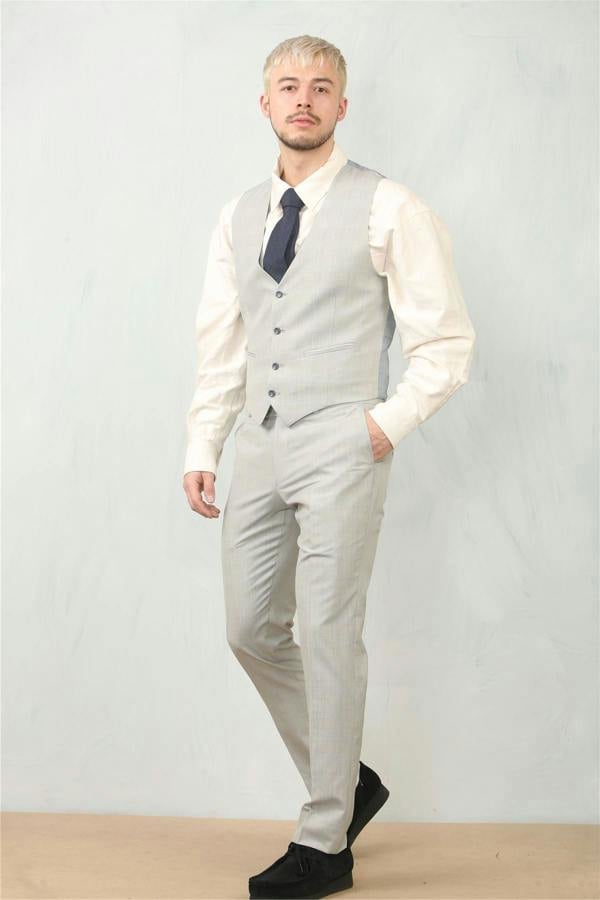Infinity Leather Men's 3 Piece Prince Of Wales Grey Suit Workwear