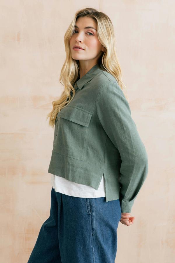 Lily & Me Grasslands Linen Blend Jacket Laurel