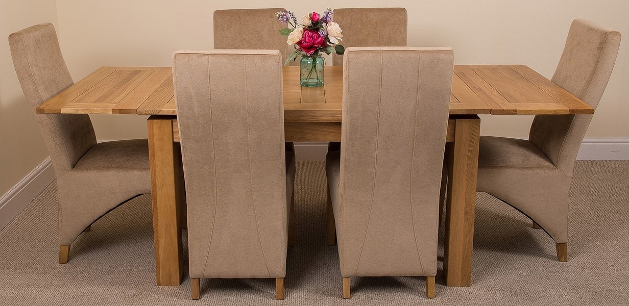That's Furniture Richmond Medium Oak Extendable Dining Table with Lola Fabric Chairs