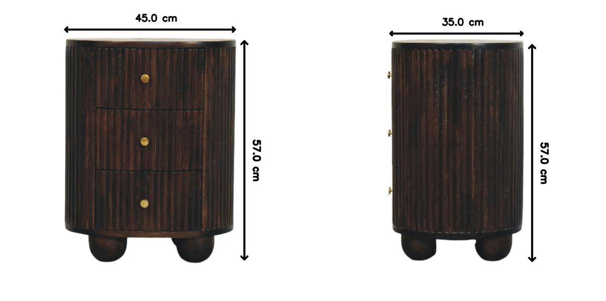 Artisan Furniture Curved Fluted 3-Drawer Bedside