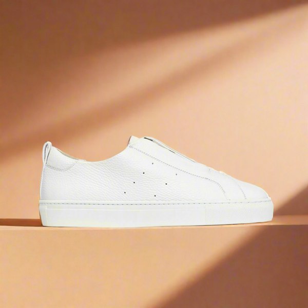 Calla Estella - White Leather Zip-Up Wide Fit Trainers