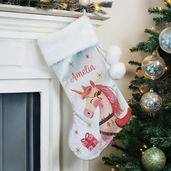 Personalised Memento Company Personalised Unicorn Christmas Stocking