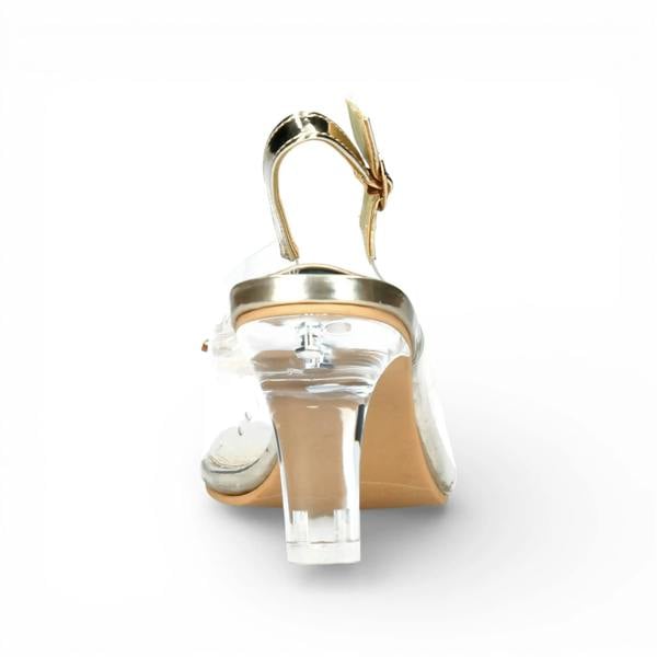 Laura Vita Mira 01 - Women’s Clear Golden Slip-On Heel Sandals