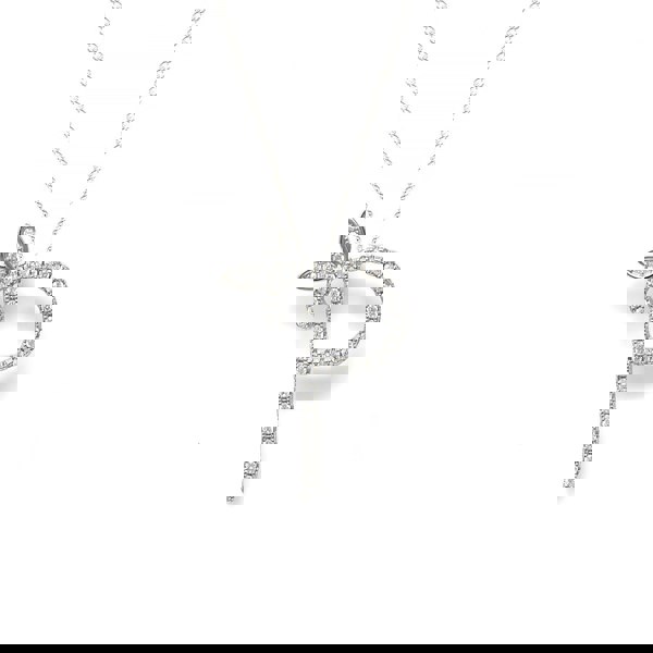 Say It With 1 Inch Winged Full CZ Stones Initial Necklace - Sterling Silver