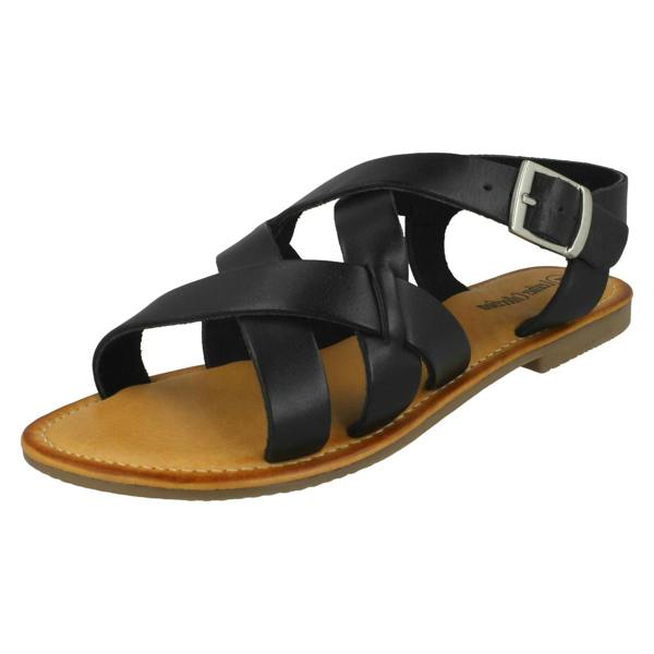Leather Collection Ladies Leather Collection Buckle Slingback Sandals F00229