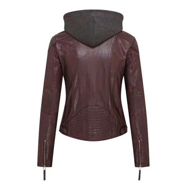 Infinity Leather Womens Hooded Classic Biker Jacket - Brazzaville