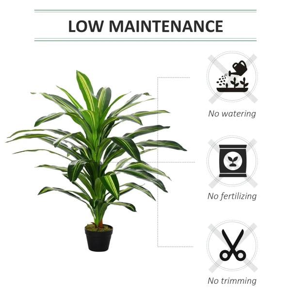 Artificial green potted plant with dense spiky leaves in a black pot