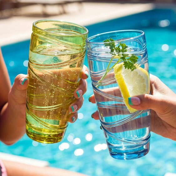 Brambles Home Plastic Tumblers Reusable Drinking Cups Assorted Colours Stackable Cups for Home Garden Parties Picnics BBQs