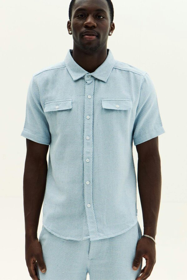 Men’s Slim Fit Textured Shirt & Shorts Co-Ord Set