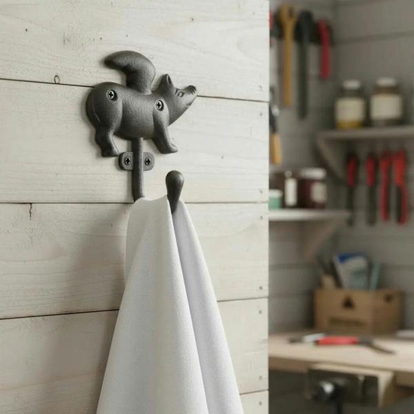 Antique Cast Iron Flying Pig Single Coat/Robe Hook - 125mm