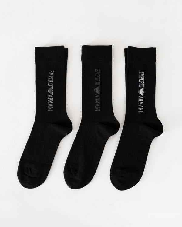 Emporio Armani 3-Pack Mens Short Socks - Black/Black/Black