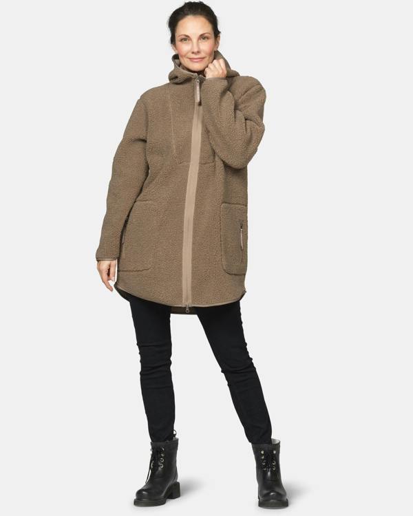 Ilse Jacobsen Bonded Pile Womens Hooded Jacket - Greige 105