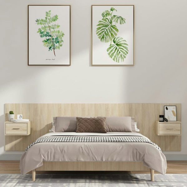Berkfield Bed Headboard with Cabinets Sonoma Oak Engineered Wood