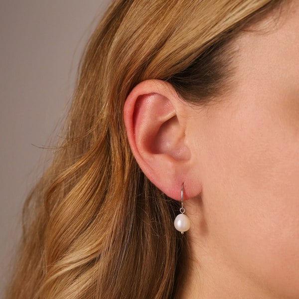 Gold Trip Pearl Drop Huggie Hoops