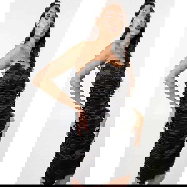 Pink Vanilla Premium Satin Ruched Corset Dress