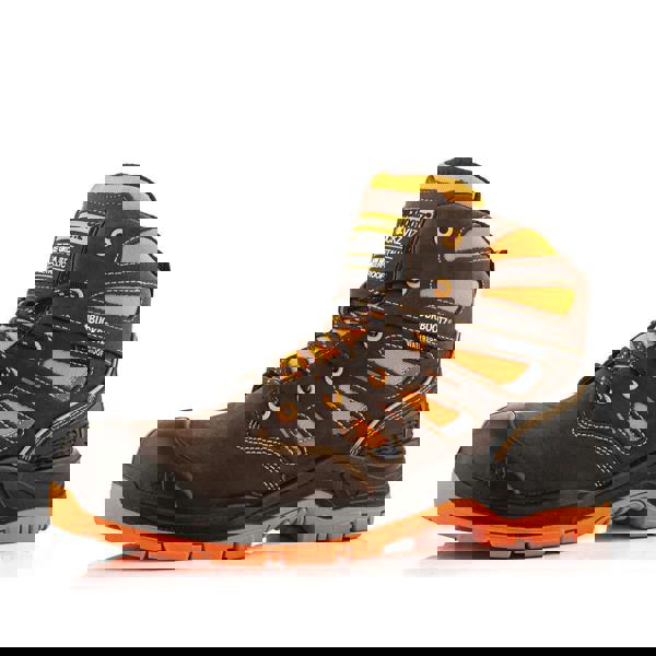 Buckbootz BVIZ2 Mens Lace Up S7S Composite Safety Ankle Boots, image showing a sturdy safety work boot with brown and orange accents, featuring lace-up design and reinforced toe cap.