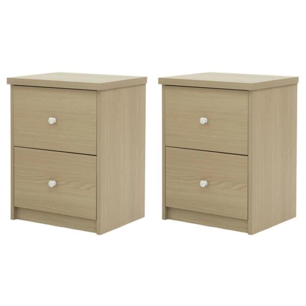 Core Products Set of 2 Freya White 2-Drawer Modern Bedside Cabinets