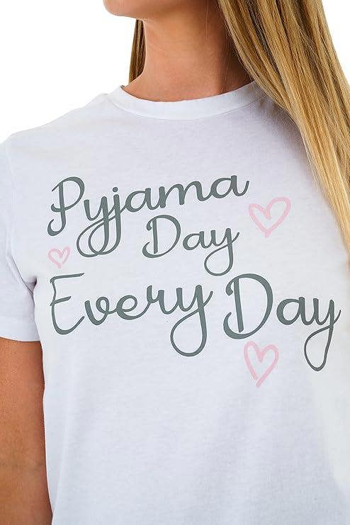 Smart Living Women's Polycotton Tee & Pyjama Set - White/Pink