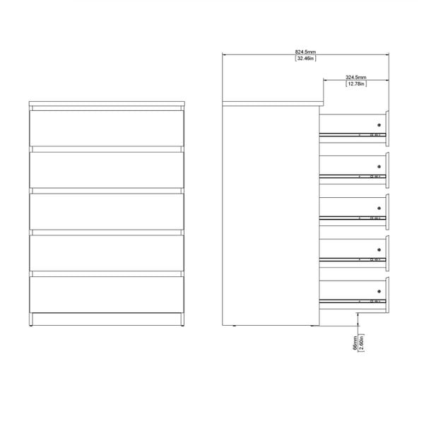 Wyld Haus Budapest Matt Black Wooden Chest 5 Drawers