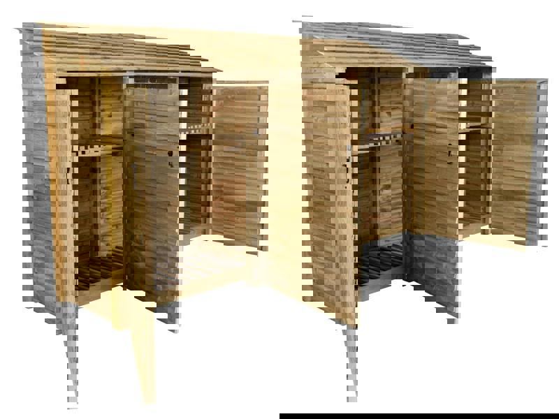 Arbor Garden Solutions Wooden Log Store with Doors and Shelf W-335cm, H-126cm or 180cm, D-88cm