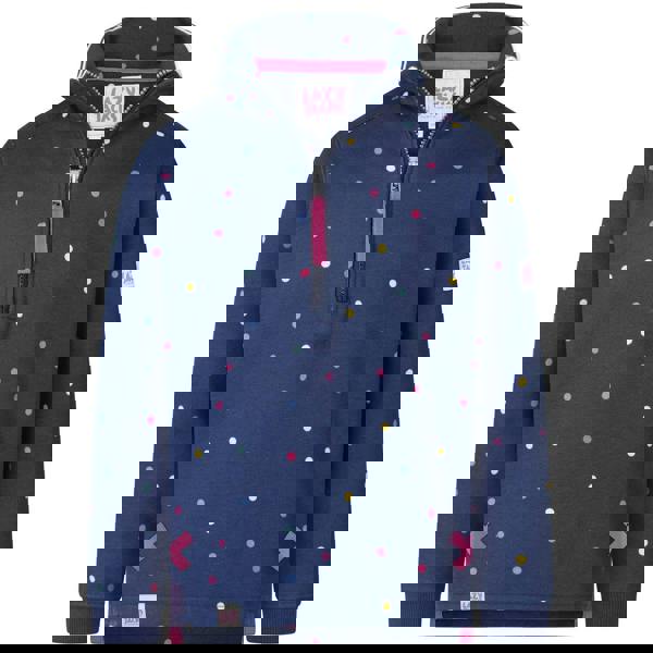 Lazy Jacks Girls Polka Dot Quarter Zip Sweatshirt - Blue