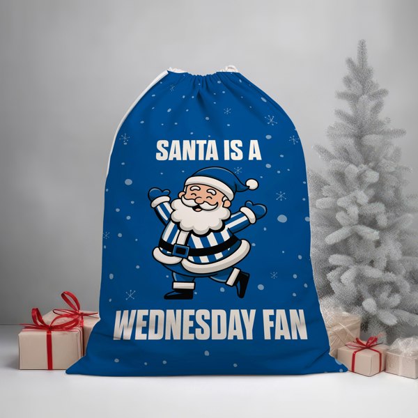 BritishmadeGifts Santa is a Wednesday Fan - Football Fan Santa Sack