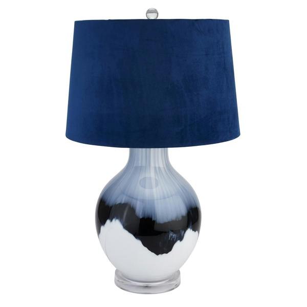 Hill Interiors Shadow Glass Table Lamp (UK Plug) - White/Black/Blue - 