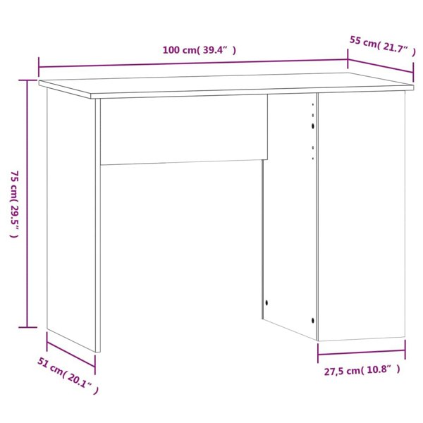 Berkfield Desk Sonoma Oak 100x55x75 cm Engineered Wood
