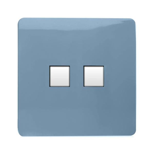 Trendi Switch 2 Gang Cat 3 Telephone Slave Socket in Sky Blue