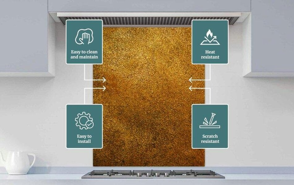 Printed Glass Kitchen Splashback - Antique bronze | Rackhams