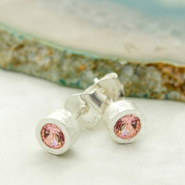 Tourmaline Sterling Silver October Birthstone Stud Earrings