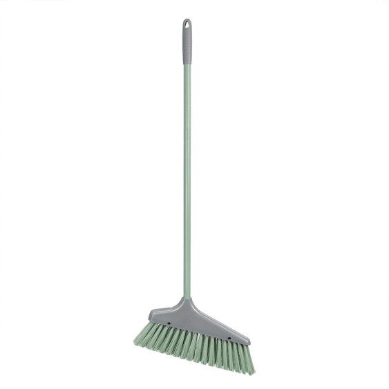 JVL Long Handle Dust Pan And Brush Set - Grey
