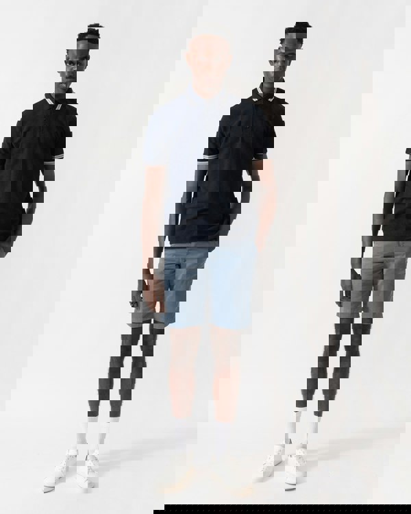 BOSS Green Paddy Mens Cotton-Piqué Polo Shirt with Contrast Logo - Navy 418