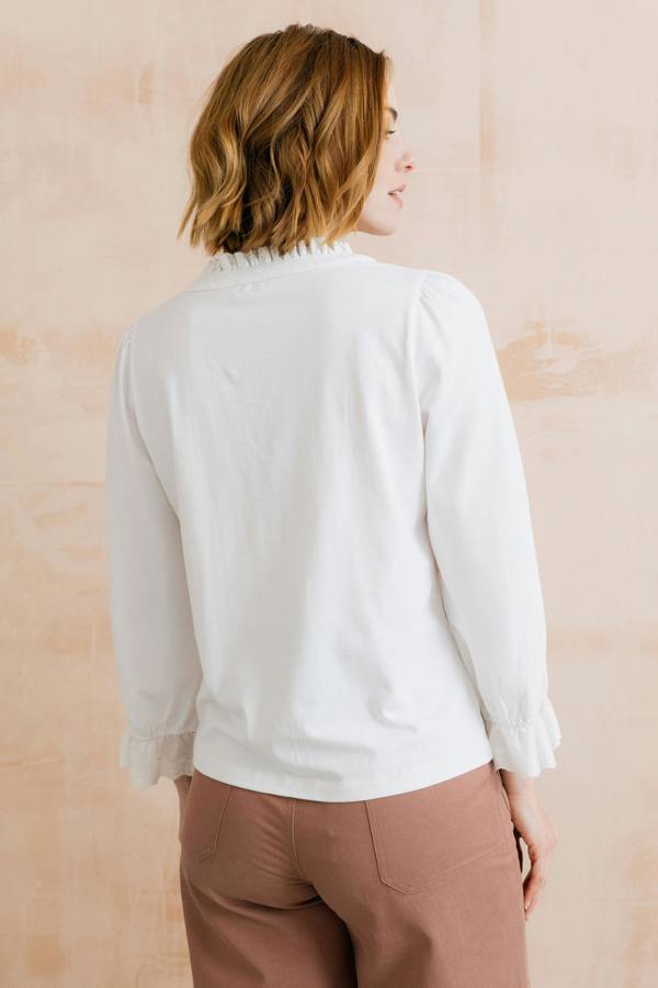 Lily & Me April Embroidered Trim Blouse White