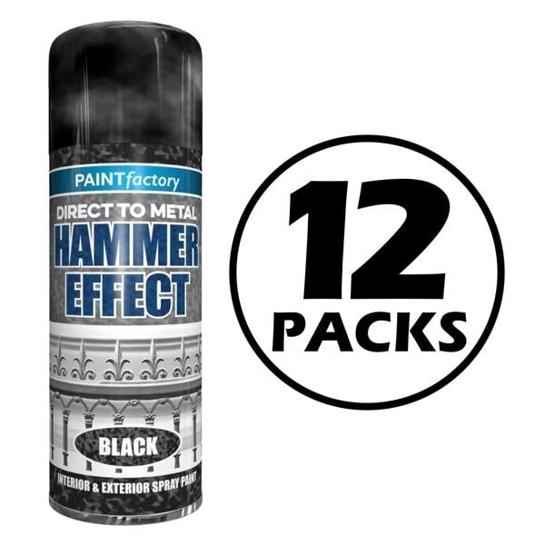 Paint Factory 12X  Hammered Black Spray Paint 400ml