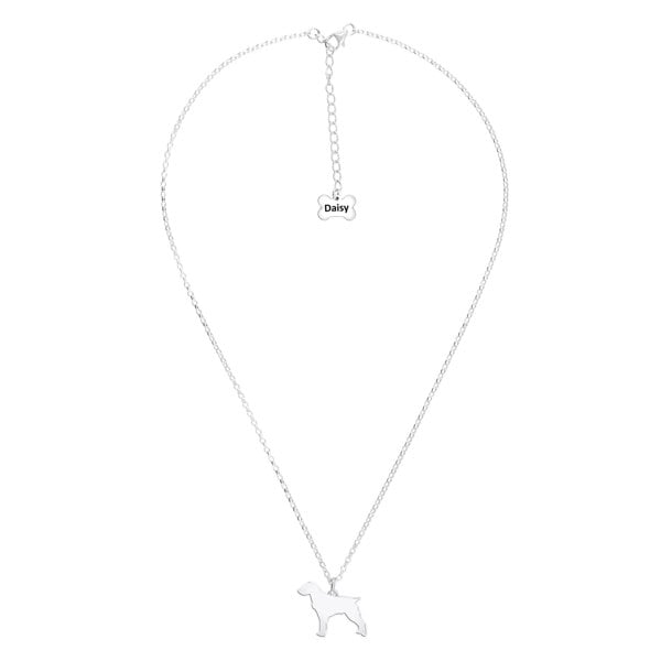 Brittany Spaniel Silhouette Silver Necklace - Personalised - MYLEE London