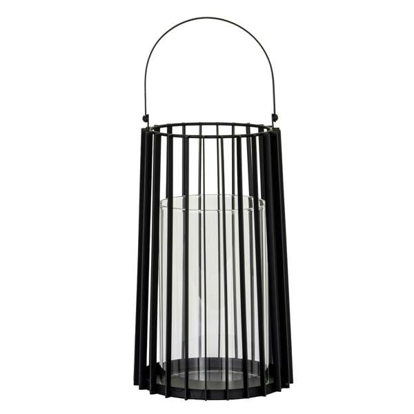 Hill Interiors Lynk Glass Lantern Candle Holder - Black - 