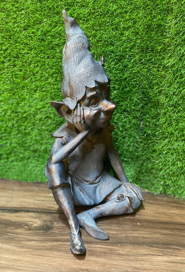 Inspirational Gifting Pixie Sitting Garden Sculpture Ornament Resin Statue