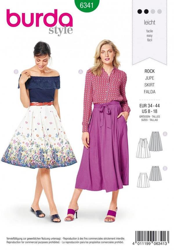 Burda Sewing Pattern 6341 Skirts For Women, 8 to 18 - Easy