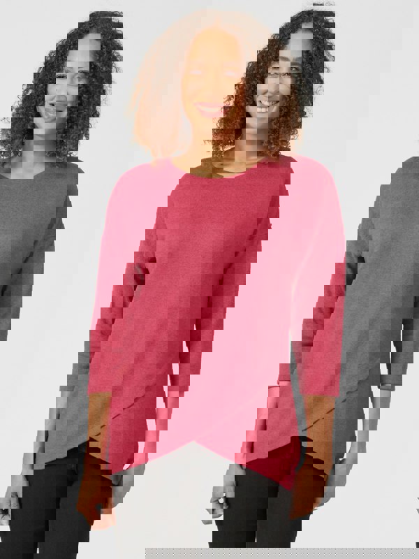 PennyPlain Cross Over Hem Tunic - Fuchsia