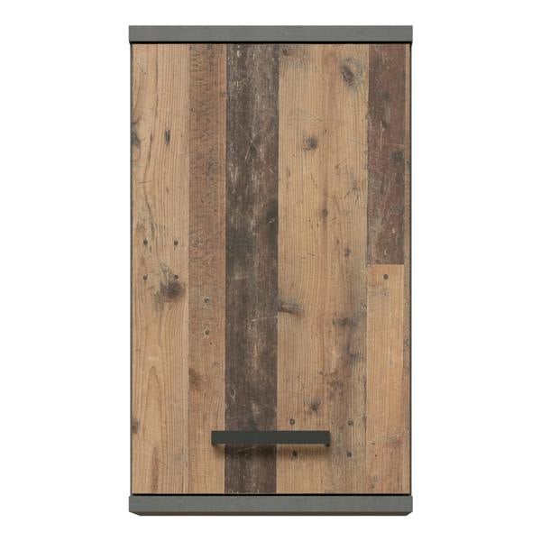 Furniture To Go Veris Small Hanging Cupboard with 1 Door in Walnut and Dark Grey