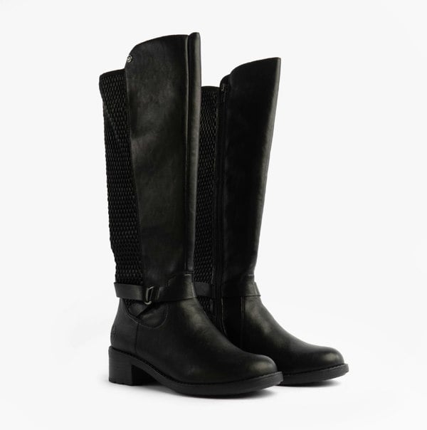 Rieker Womens Leather Tall Knee High Boots Black