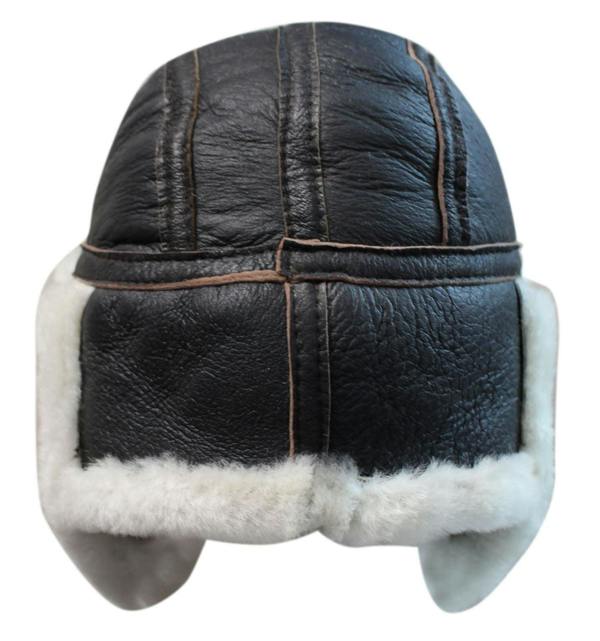 Infinity Leather Mens RAF Aviator Sheepskin B-55 Trapper Hat