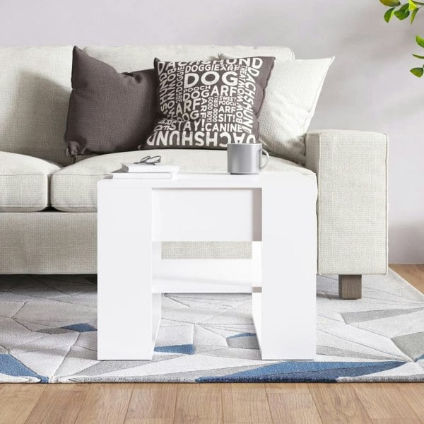 Berkfield Coffee Table High Gloss White 55.5x55x45 cm Engineered Wood