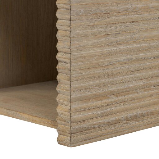 Wyld Haus Mandarina Weathered Oak Ribbed One Drawer Bedside Table