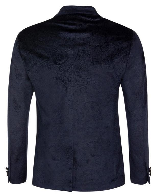 Marc Darcy Mens Navy Velvet Paisley Blazer Dinner Jacket