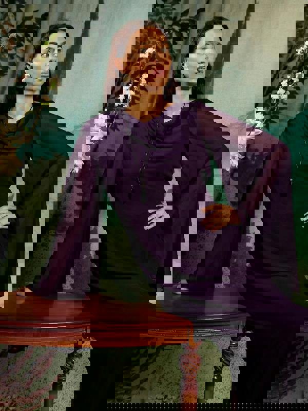 GWD Aisha Deep Purple Floaty Sleeve Maxi Dress